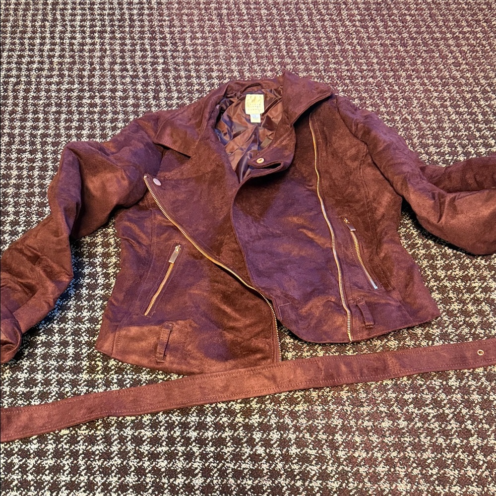 LC Lauren Conrad Deep Burgundy Leather Jacket